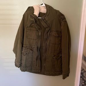 Olive Green Cargo Coat from AE